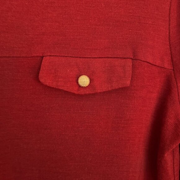 Faith & Joy Sweater in Rust with Faux Pocket and Button Size Large - Picture 2 of 9